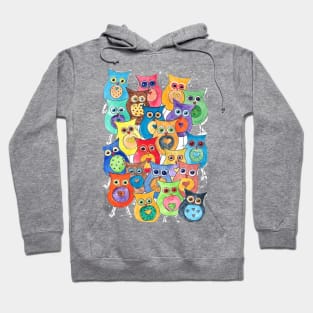 Colourful Multi Owls Painting Hoodie